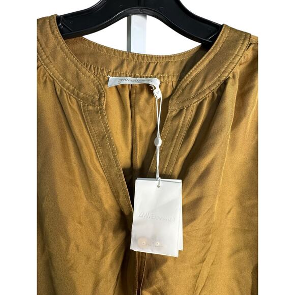 Zimmermann NWT Silk Short Sleeve Shirt in Gold Size 2 (US M/8) - Picture 2 of 10